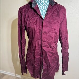 Burgundy Long Sleeve Button-Up Shirt
